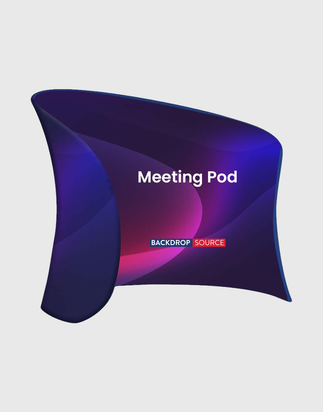 Meeting pod fabric display showcasing professional branding solutions for all events and corporate gatherings.