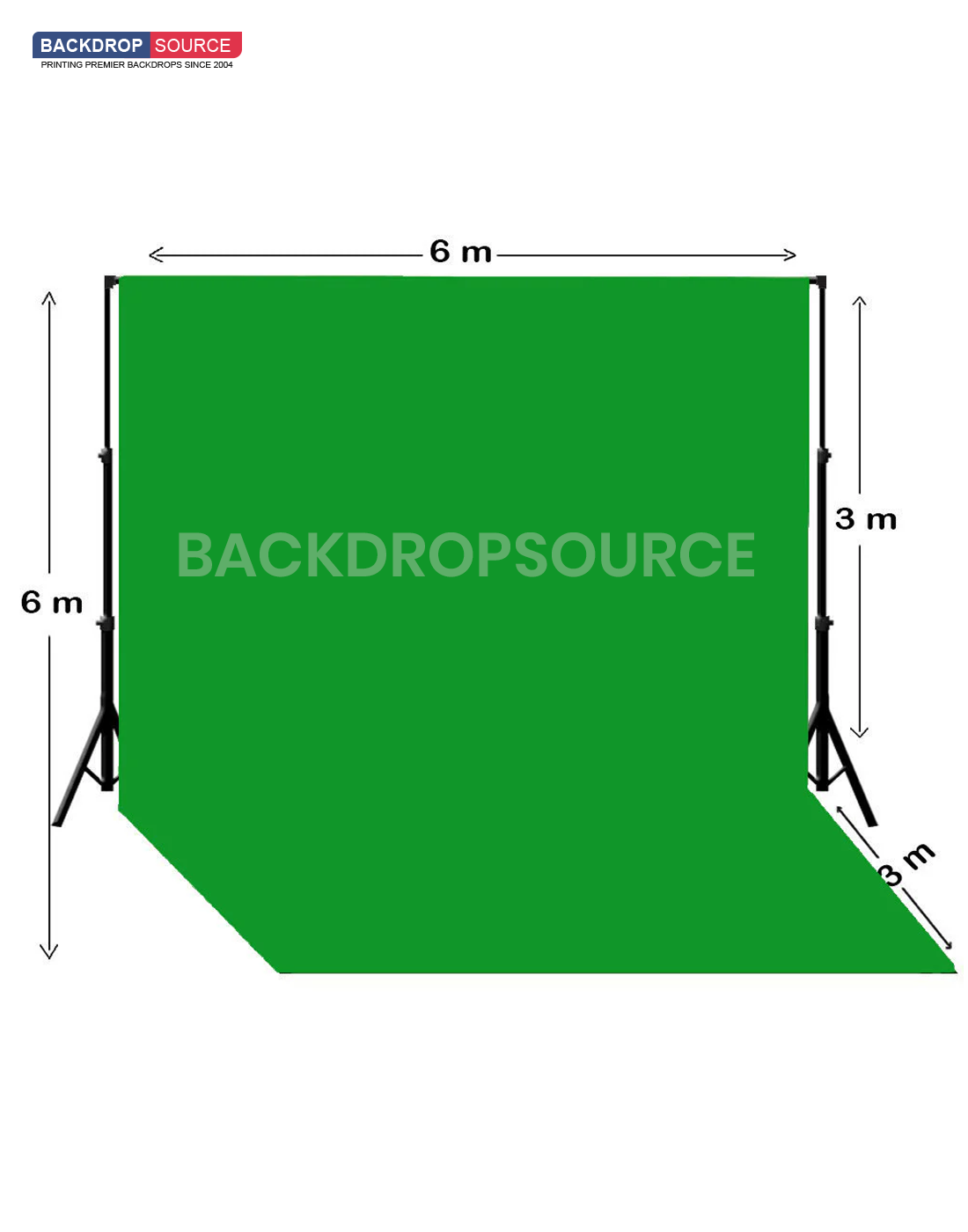 Chroma Key green backdrop with  backdrop stand, perfect for professional photography and video studio setups.