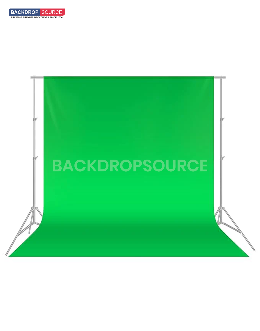 Chroma Key green backdrop with  backdrop stand, perfect for professional photography and video studio setups.