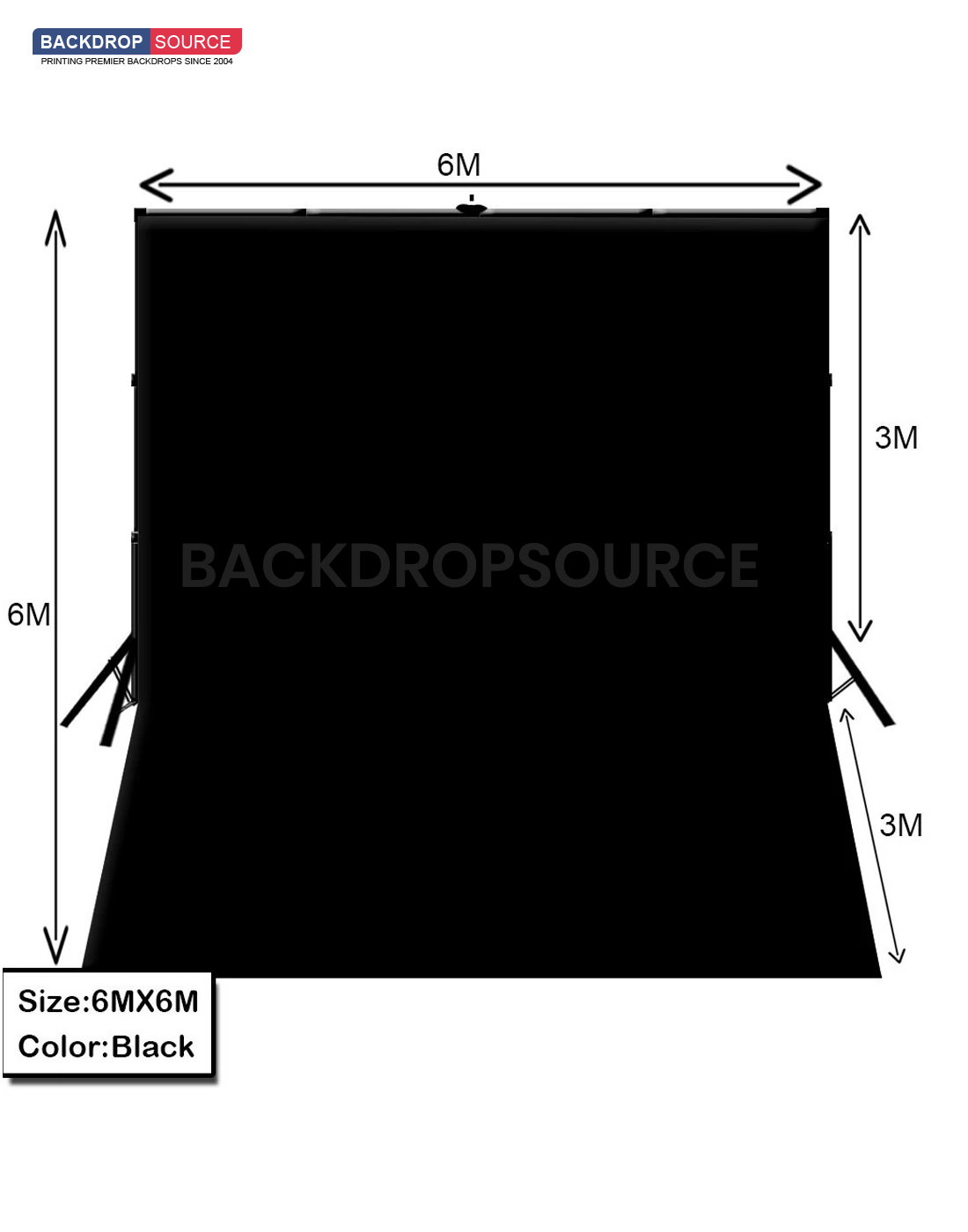 6m W x 6m H White Photography Backdrop with Backdrop Stand.