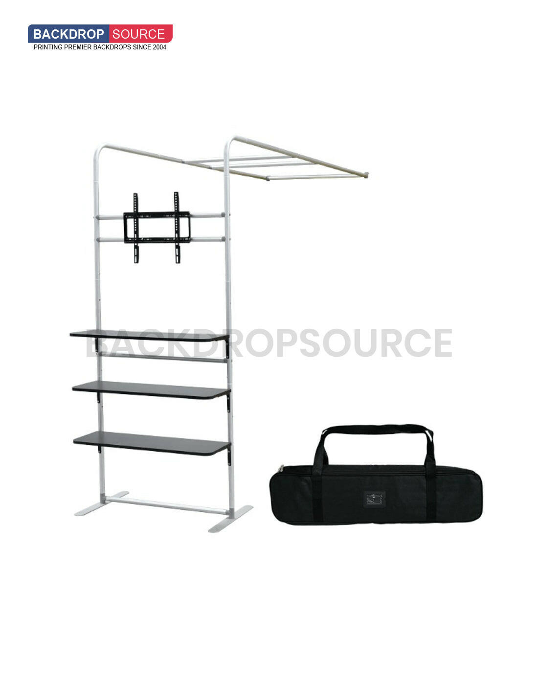 L-Shaped Display with Shelf & TV Rack.