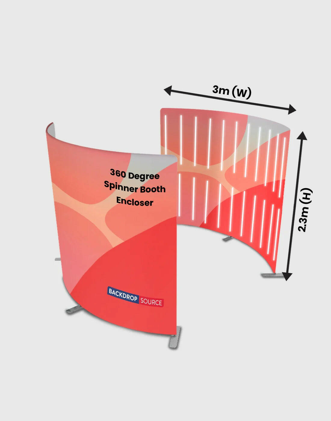 Custom Printed 360° Spinner Booth Enclosure Backdrop with LED Light.