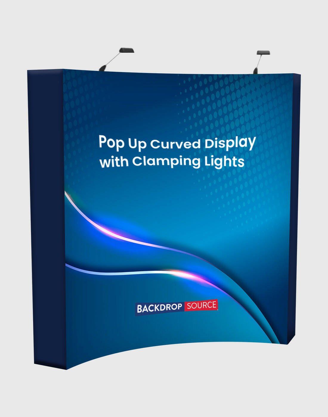 Popup Curved Backwall Kit with Clamping Lights.