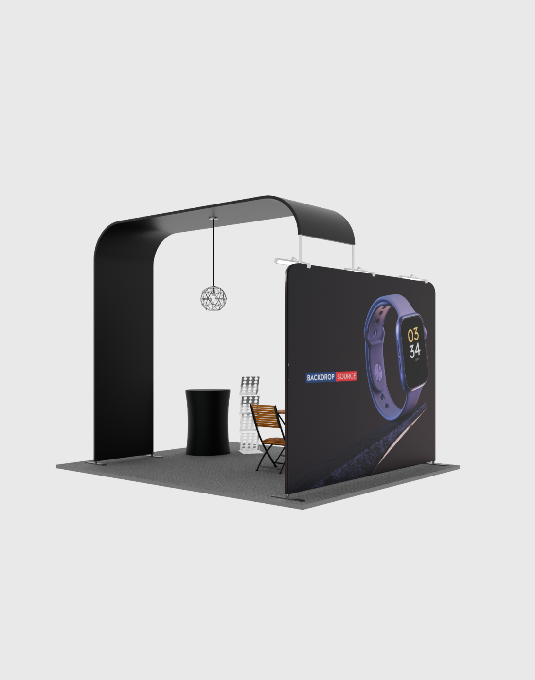 Modular L Arch TV Display Exhibition Kit for 3m Wide Booths.
