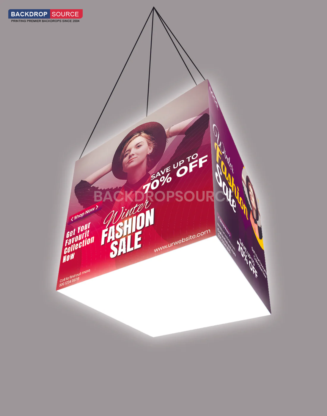 Backlit Cubic Hanging Banner.
