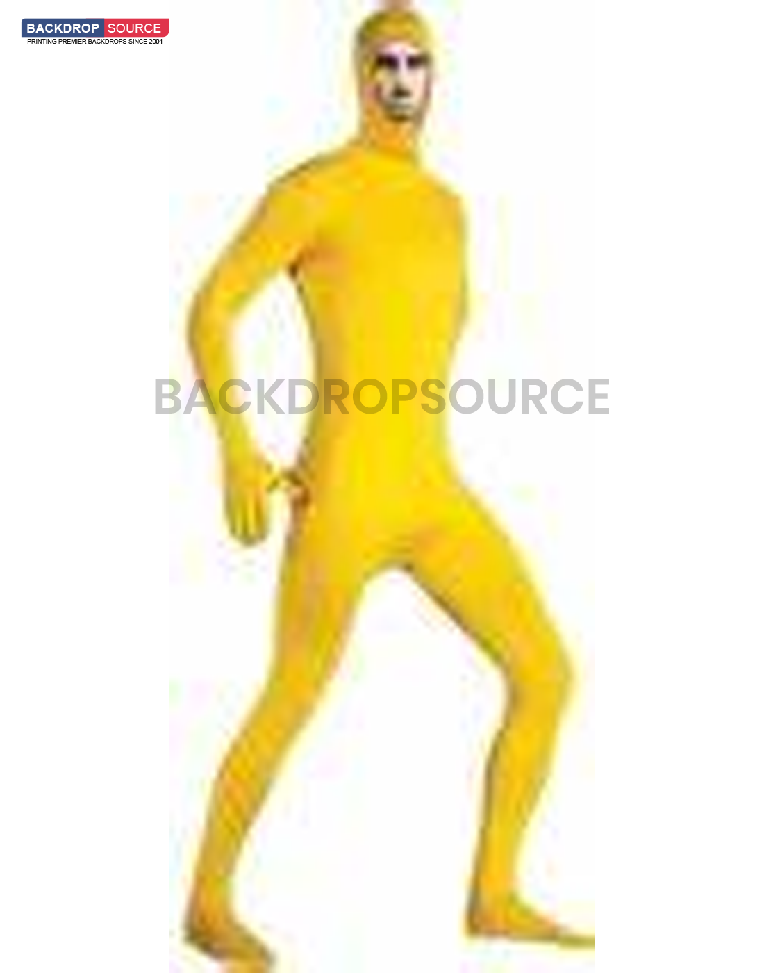 Person wearing a full body suit in chroma key green for video editing and visual effects applications