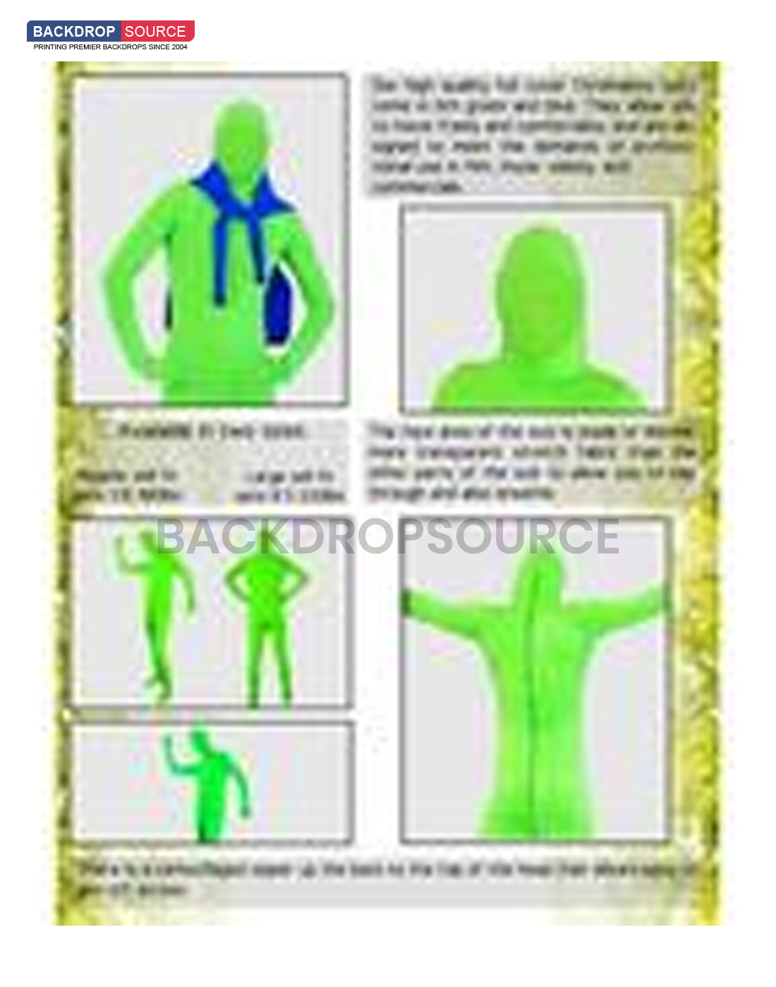 Person wearing a full body suit in chroma key green for video editing and visual effects applications