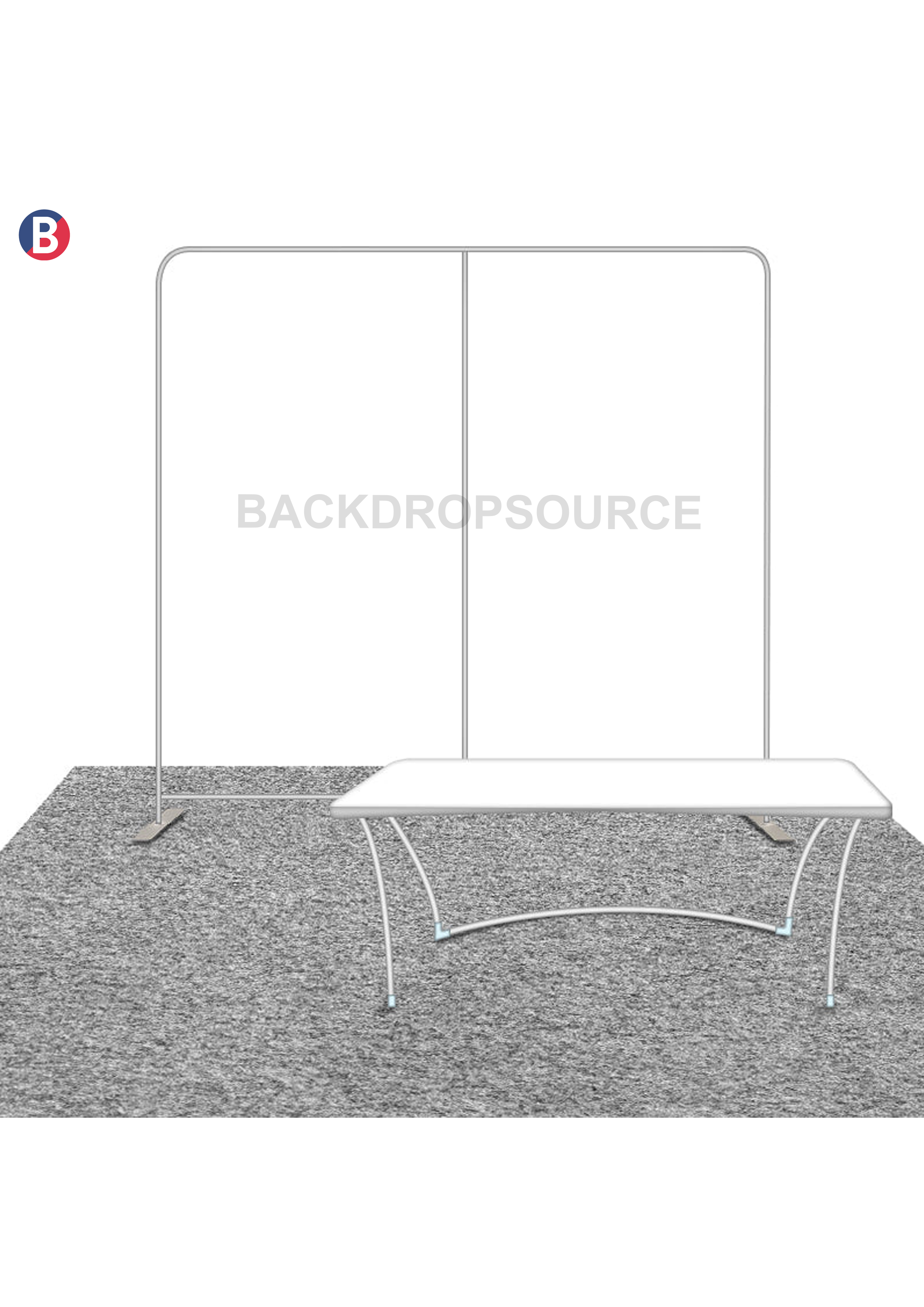 Compact 3mx3m Booth Kit with Backwall and Table Cover.