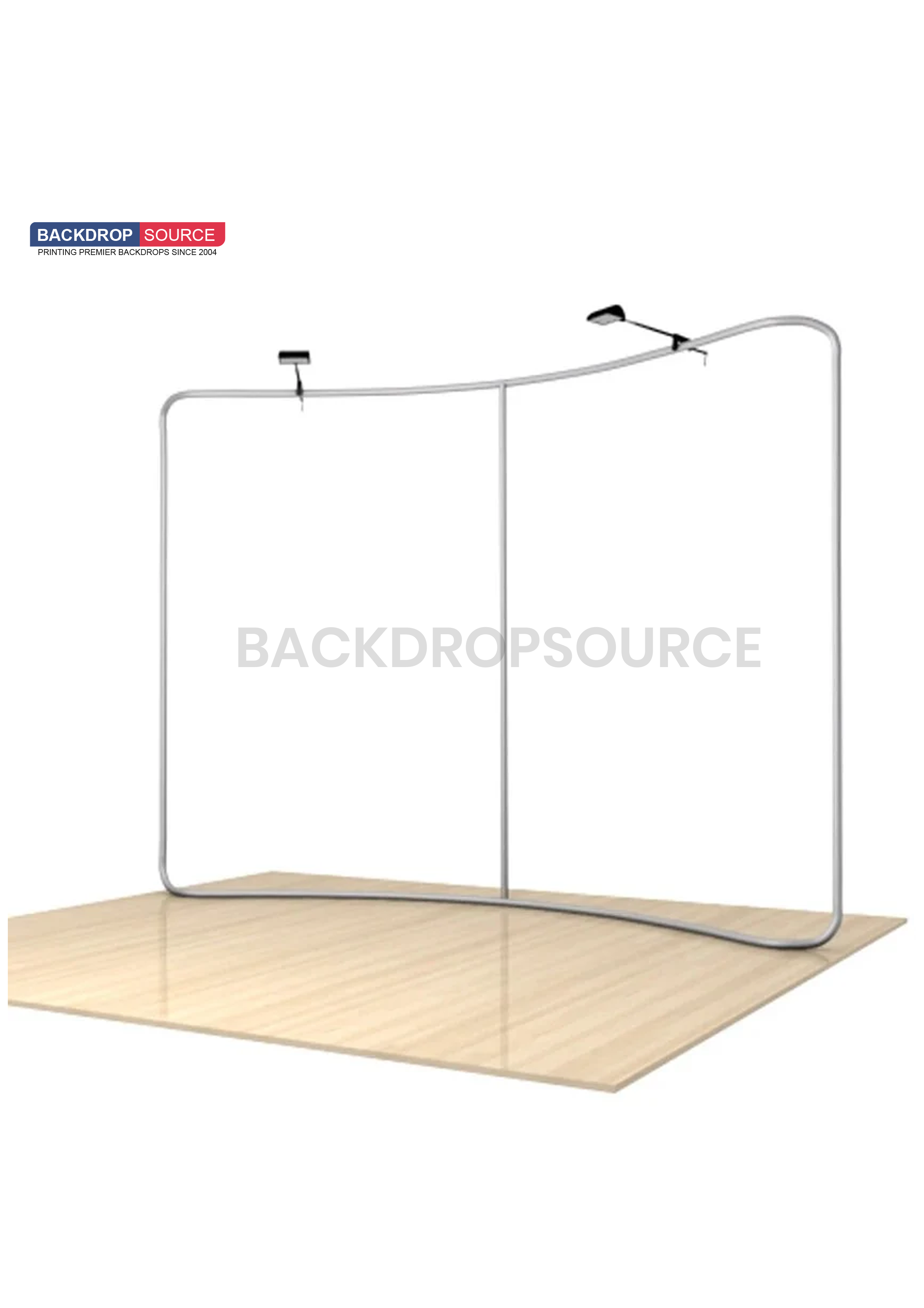 Curved Backwall Kit with Clamping Lights.