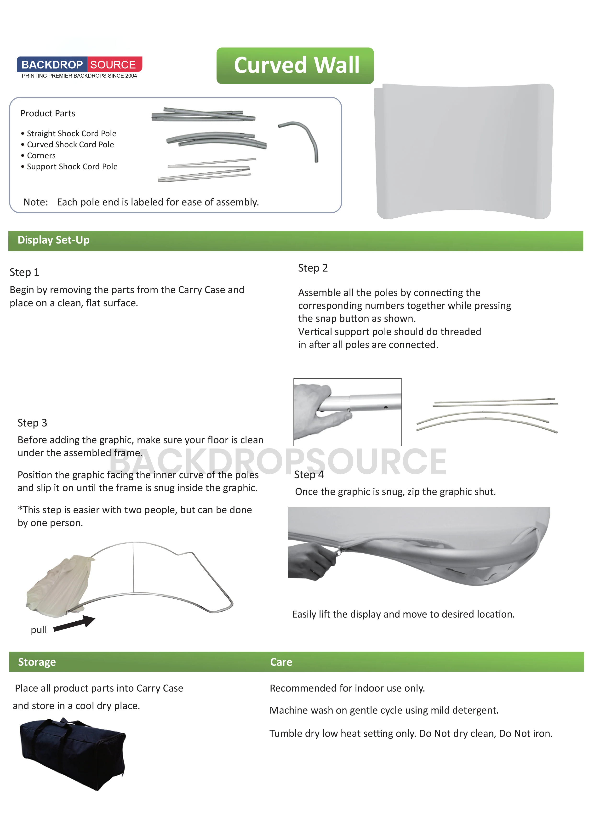 Curved tension fabric backdrop display for professional events and exhibitions, durable and easy to assemble.