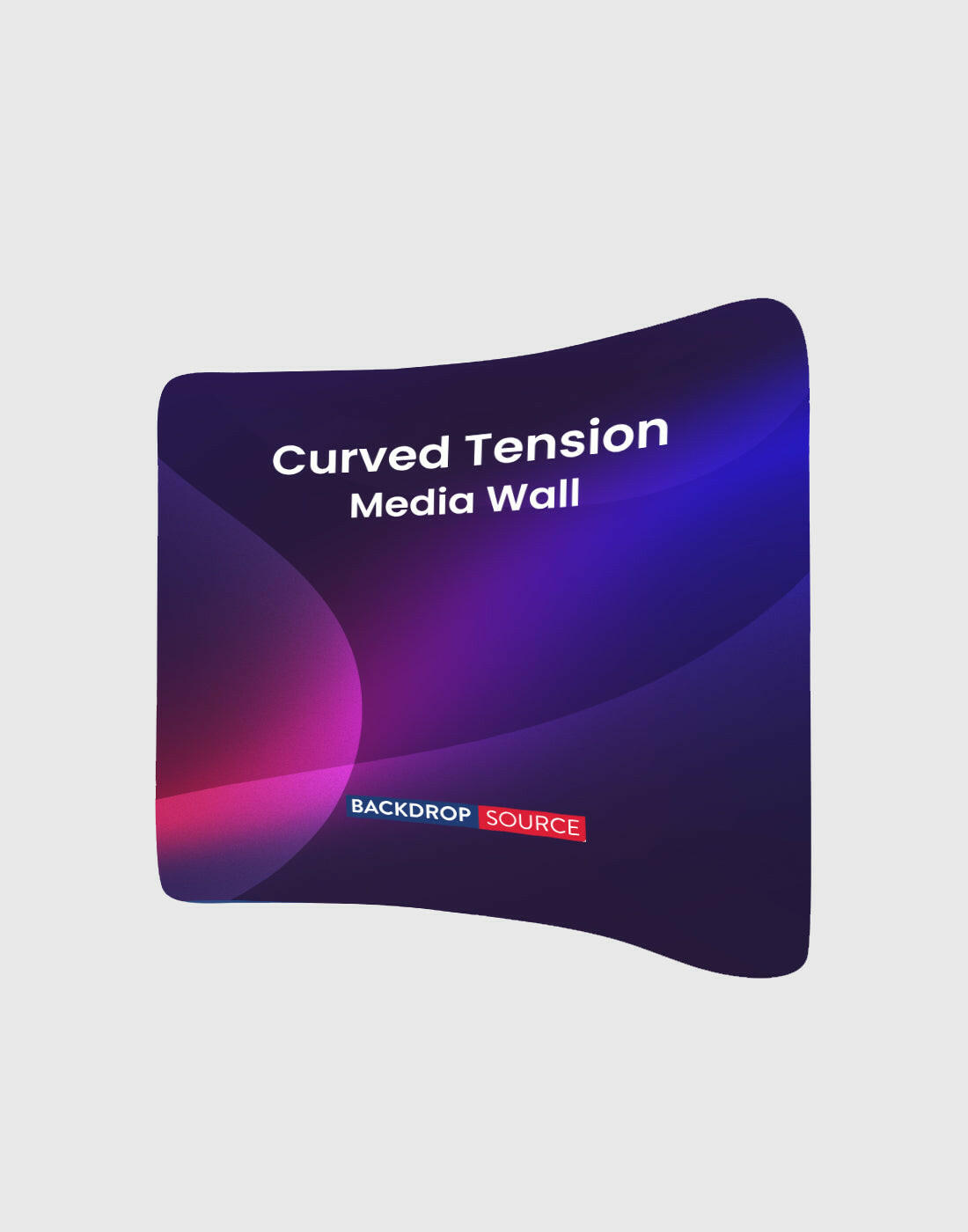 Curved tension fabric backdrop display for professional events and exhibitions, durable and easy to assemble.