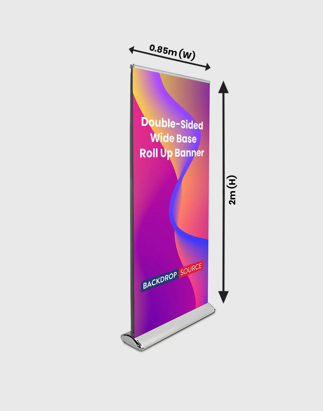 Double-screen wide base Roll Up Banner.