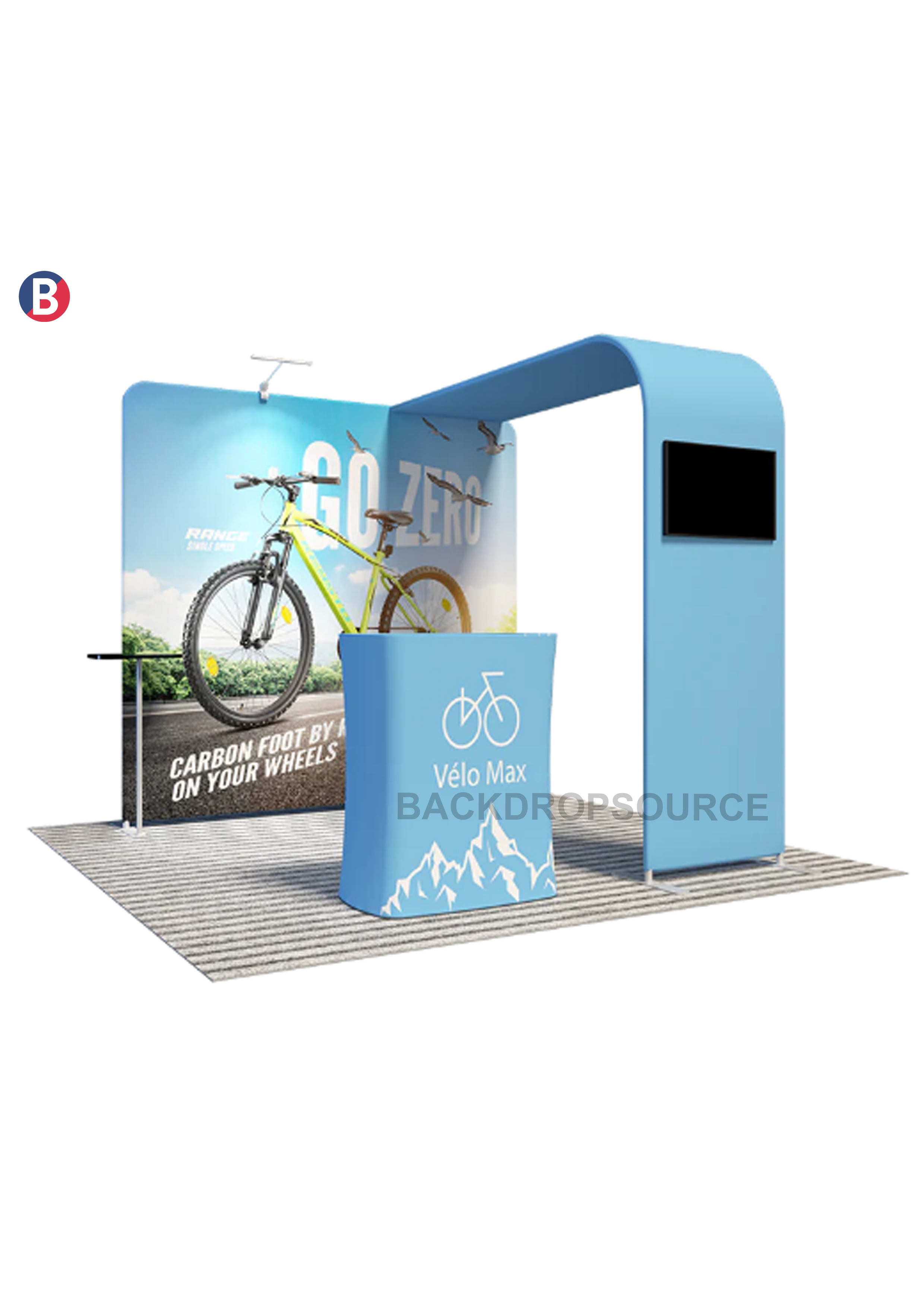 Economy L Arch TV Display Exhibition Kit for 3m Wide Booths.