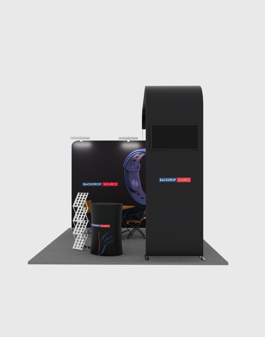 Modular L Arch TV Display Exhibition Kit for 3m Wide Booths.