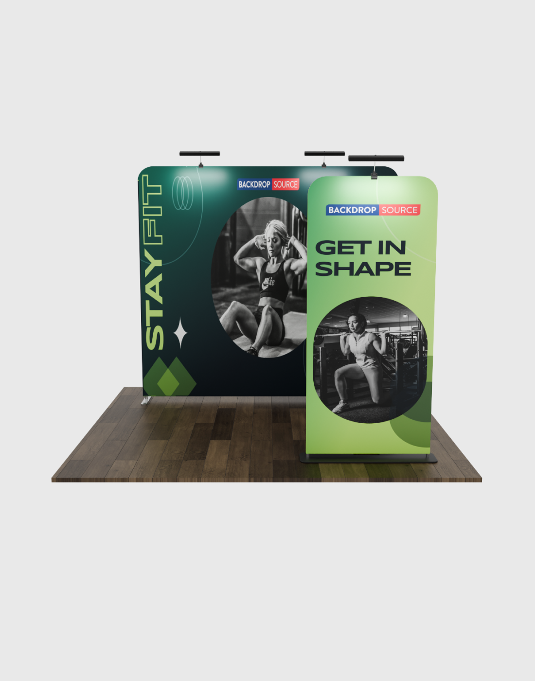 EZ Exhibit Essentials:3mx3m Booth Kit with Backwall and Banner Stand.