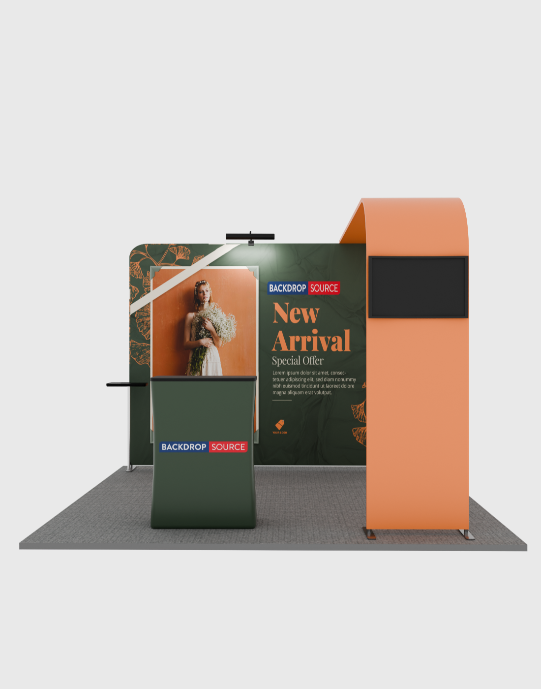 Economy L Arch TV Display Exhibition Kit for 3m Wide Booths.