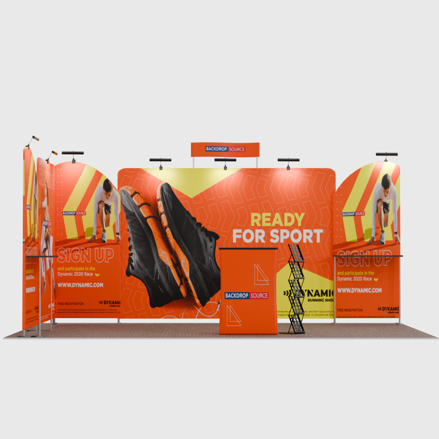 6m Straight Backdrop with Shelf Exhibition Kit.