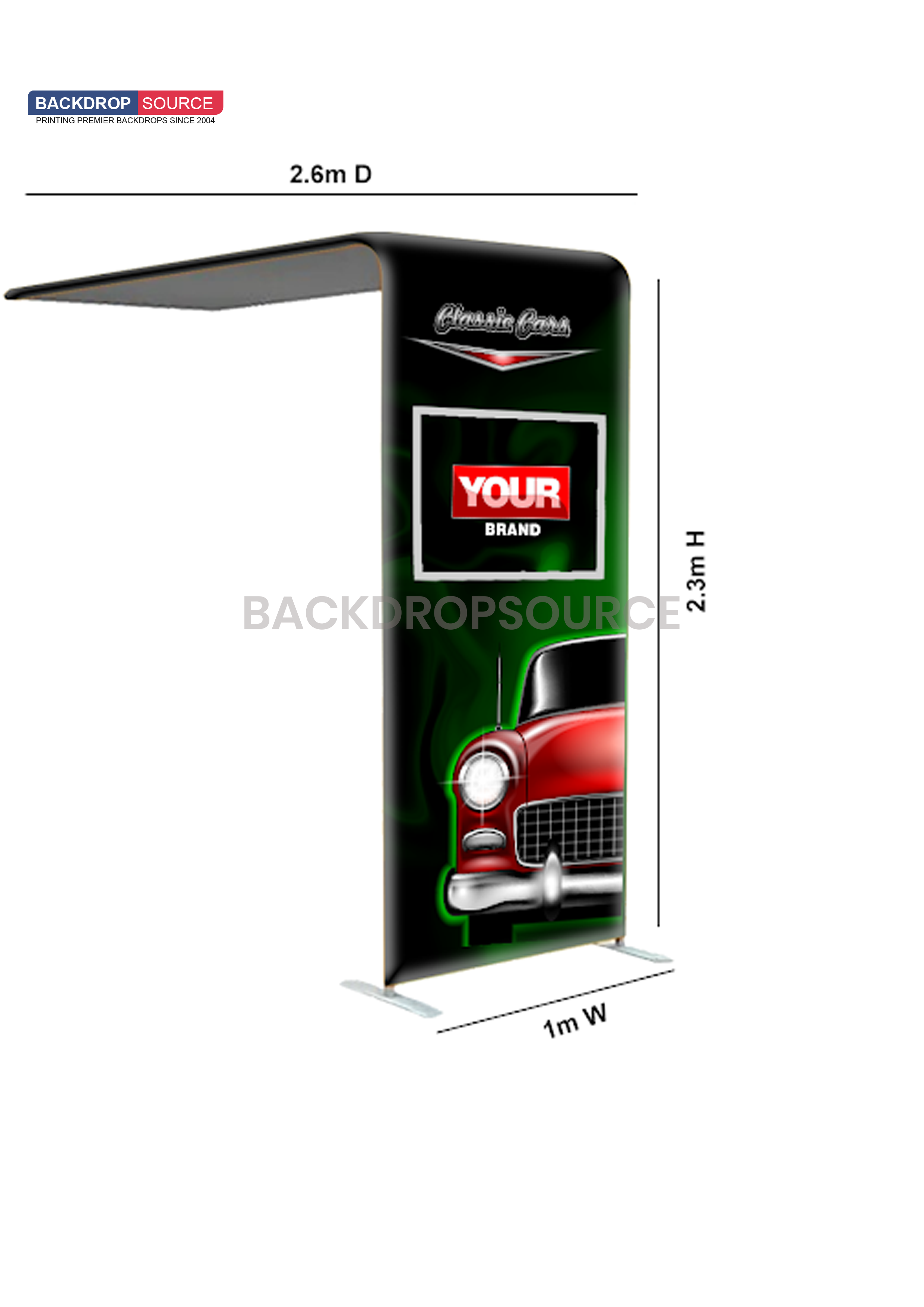 L-Shaped Arch Tube Fabric Display.