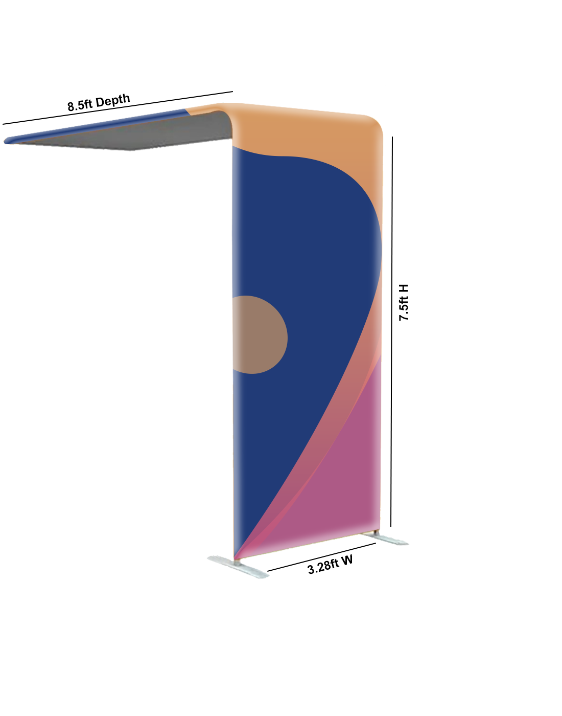 L-Shaped Arch Tube Fabric Display.