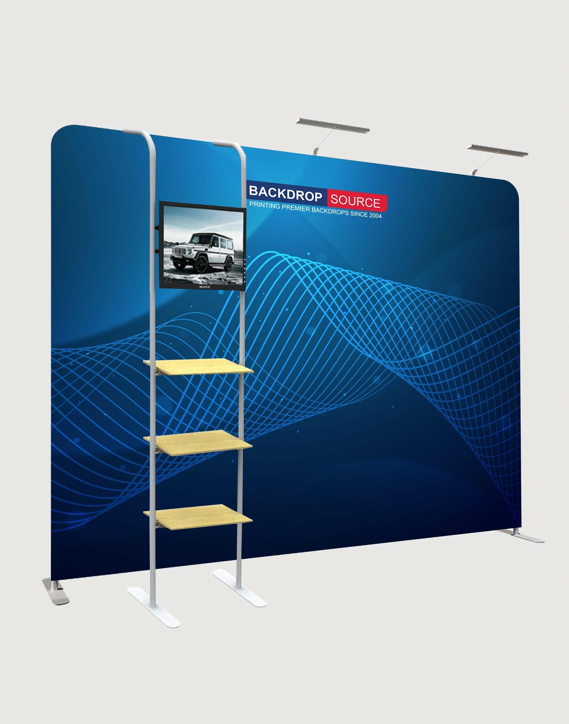 Straight Tension Media Wall with Add-ons.
