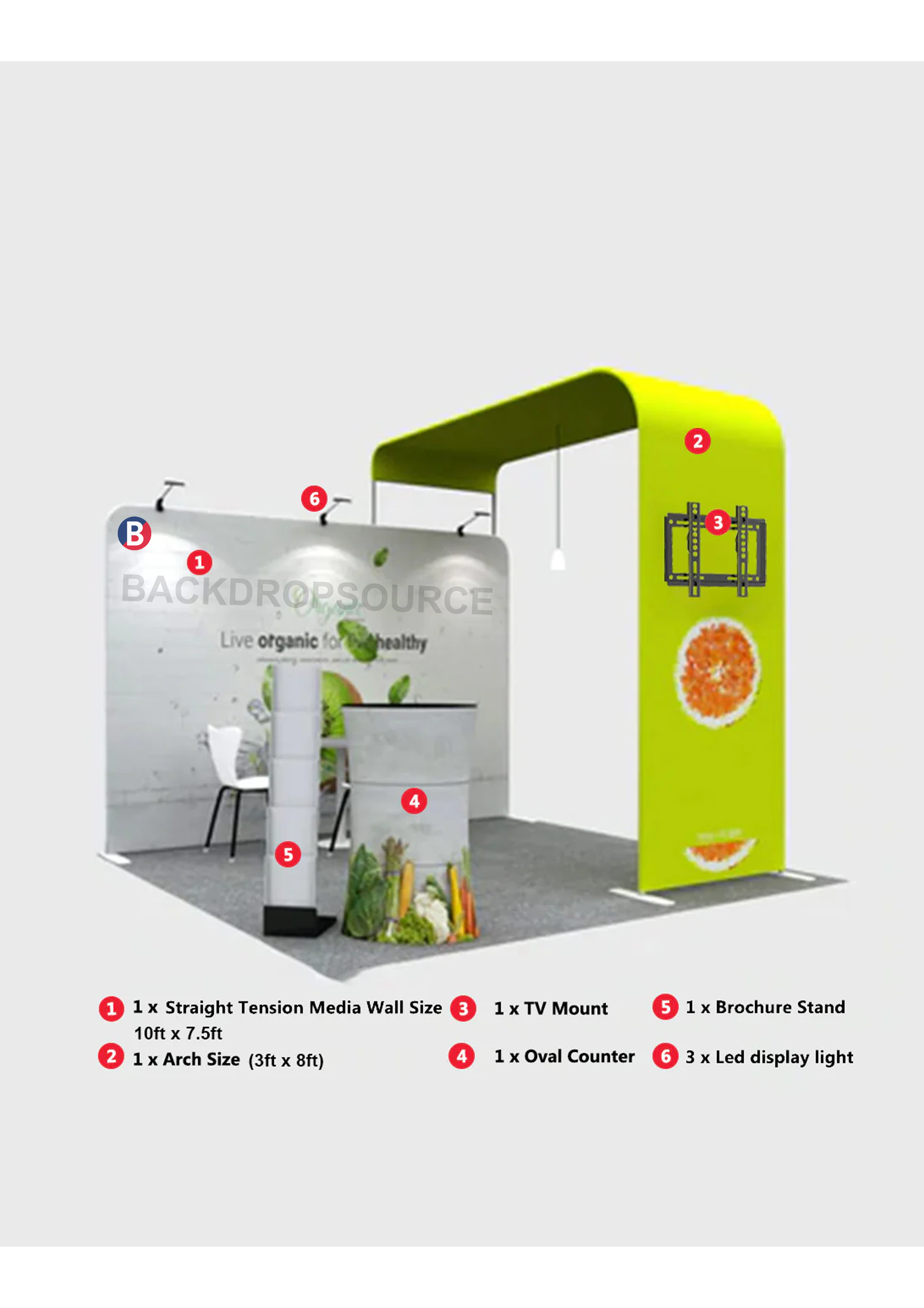 Modular L Arch TV Display Exhibition Kit for 3m Wide Booths.