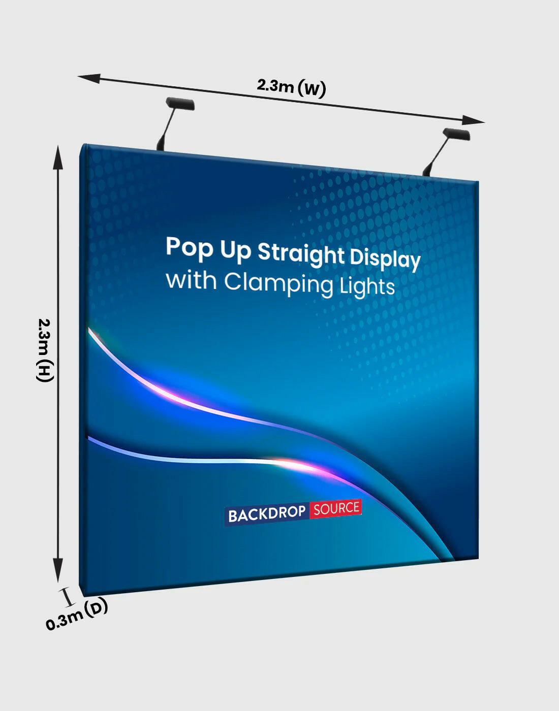 Popup Straight Backwall Kit with Clamping Lights.