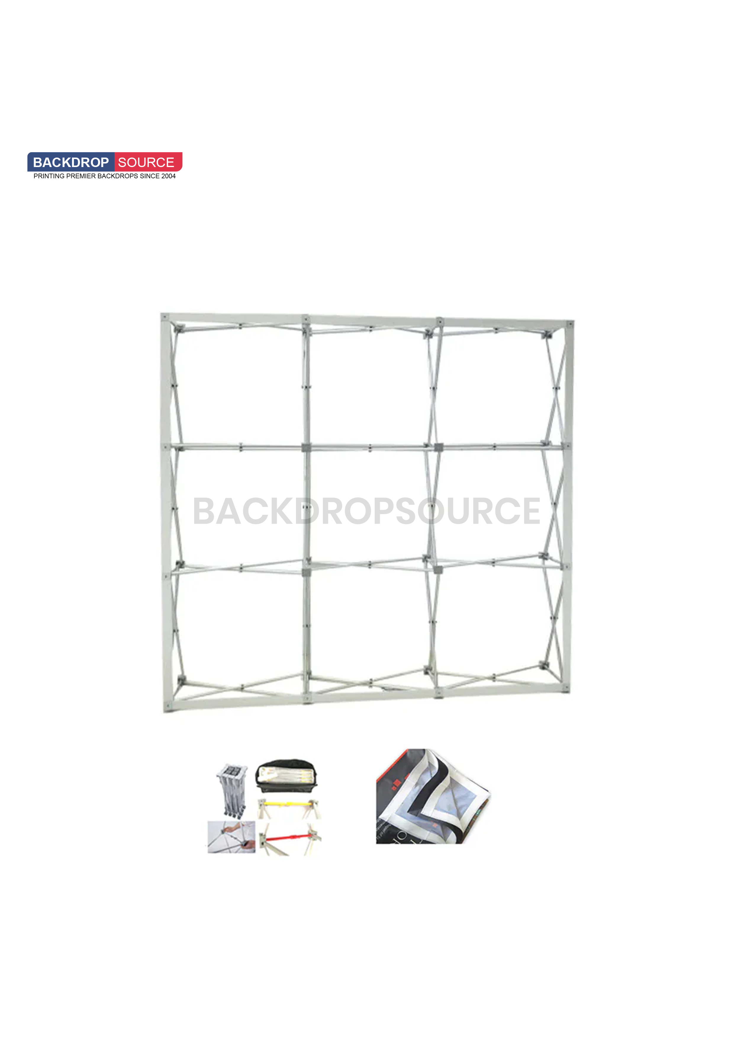 Popup Straight Backwall Kit with Clamping Lights.