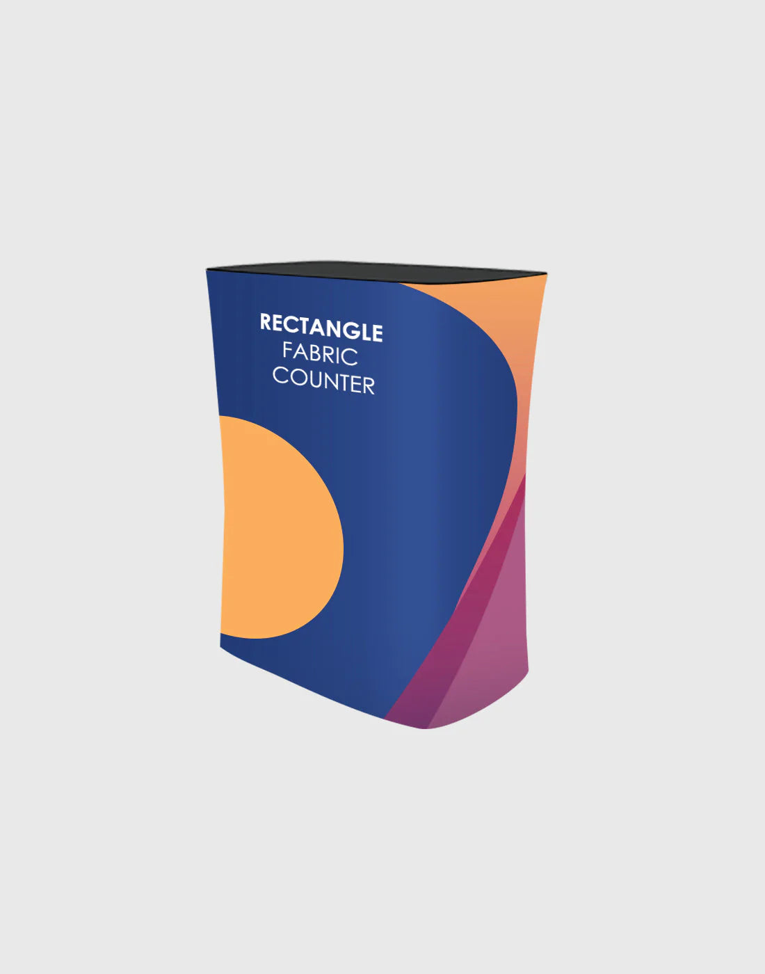 Rectangle fabric display counter for booth exhibitions, portable trade show table for professional event setups.