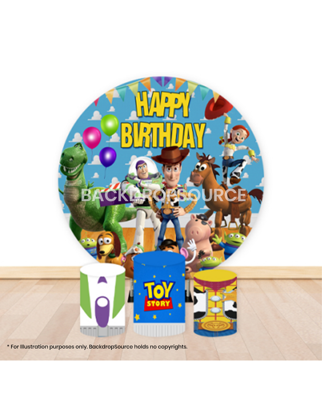 Pre Designed Round Backdrop Kits with Counter for Birthday Parties & Events.