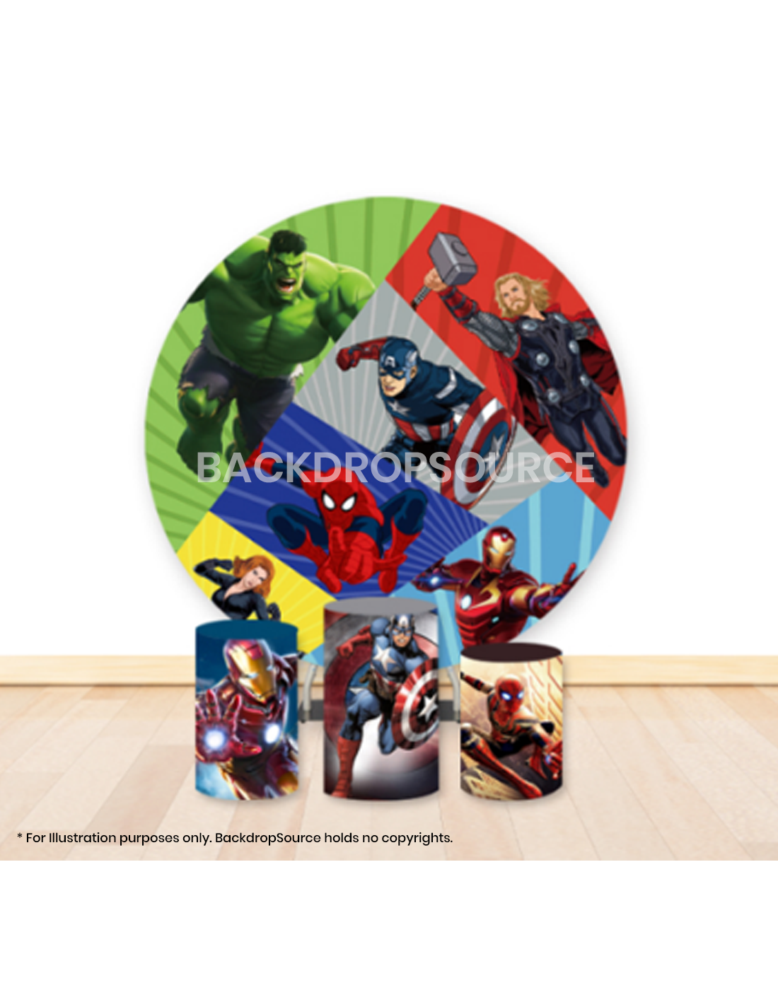 Pre Designed Round Backdrop Kits with Counter for Birthday Parties & Events.