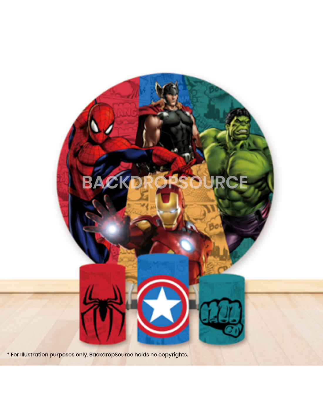 Pre Designed Round Backdrop Kits with Counter for Birthday Parties & Events.