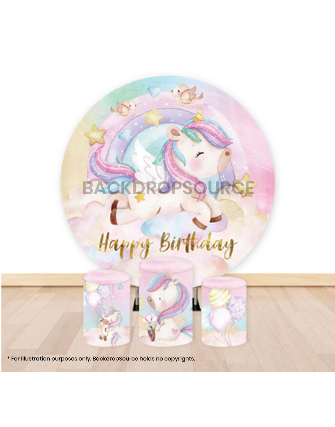 Pre Designed Round Backdrop Kits with Counter for Birthday Parties & Events.