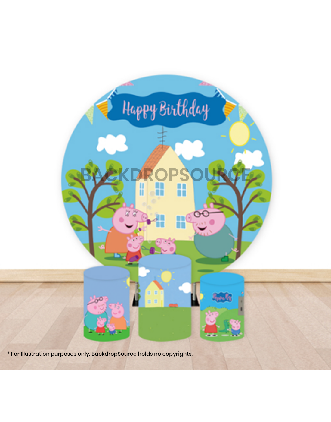 Pre Designed Round Backdrop Kits with Counter for Birthday Parties & Events.