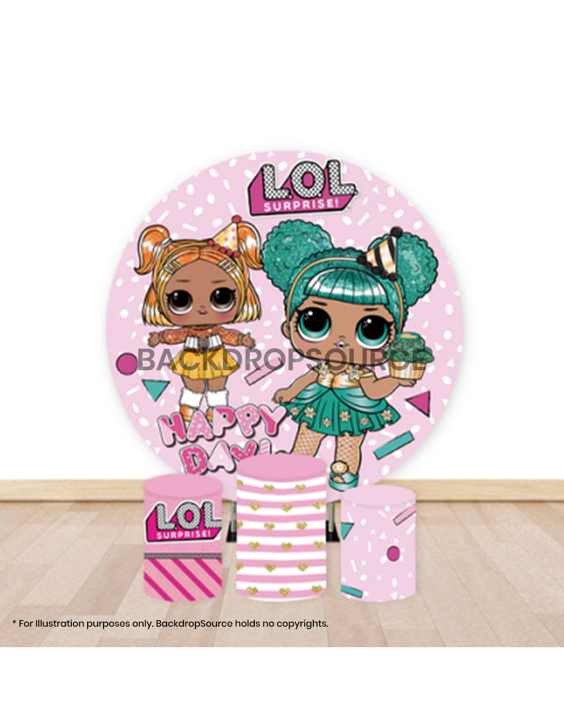 Pre Designed Round Backdrop Kits with Counter for Birthday Parties & Events.