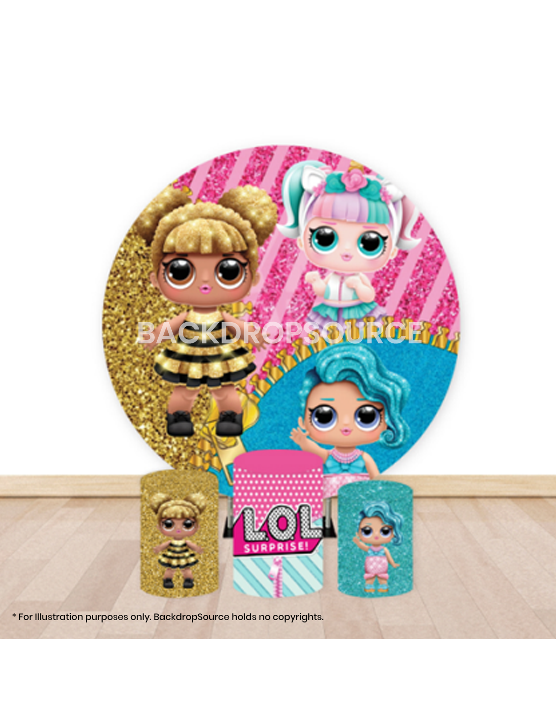 Pre Designed Round Backdrop Kits with Counter for Birthday Parties & Events.
