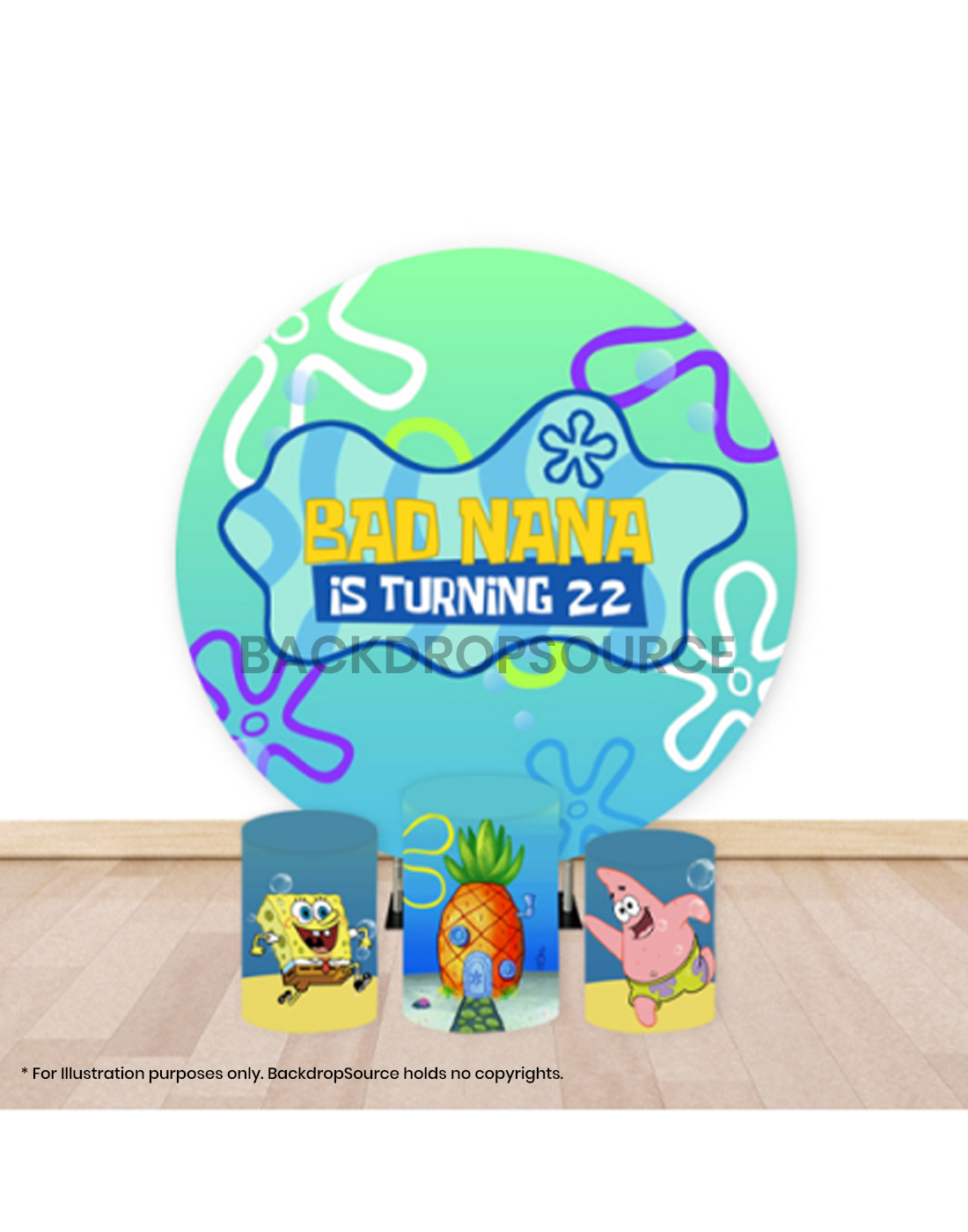 Pre Designed Round Backdrop Kits with Counter for Birthday Parties & Events.