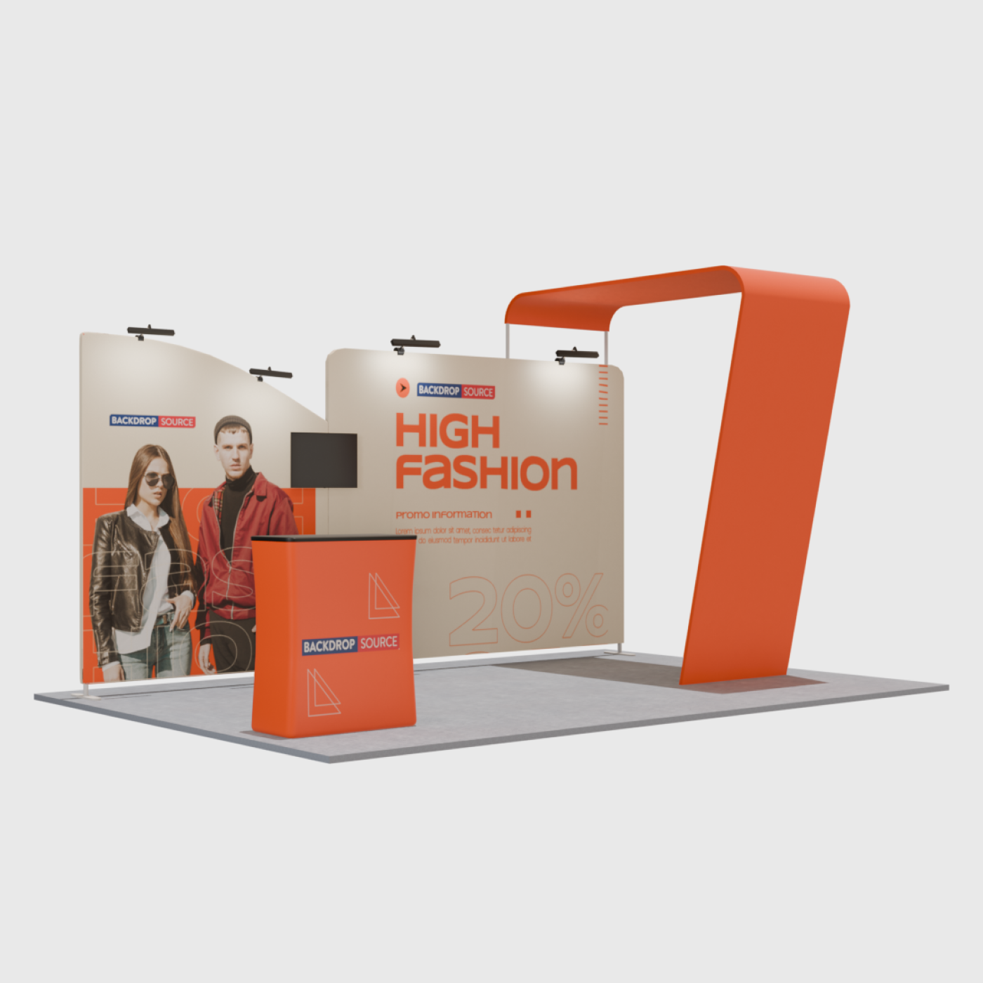 6m Straight Backdrop with Arch Exhibition Kit.