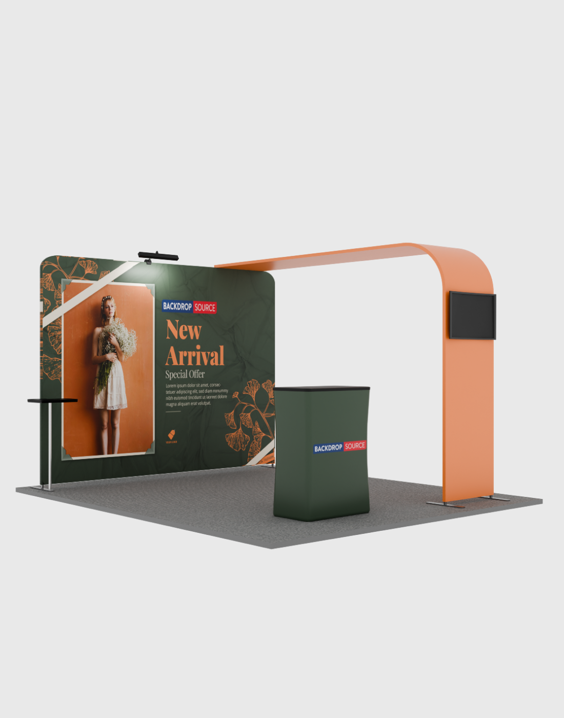 Economy L Arch TV Display Exhibition Kit for 3m Wide Booths.