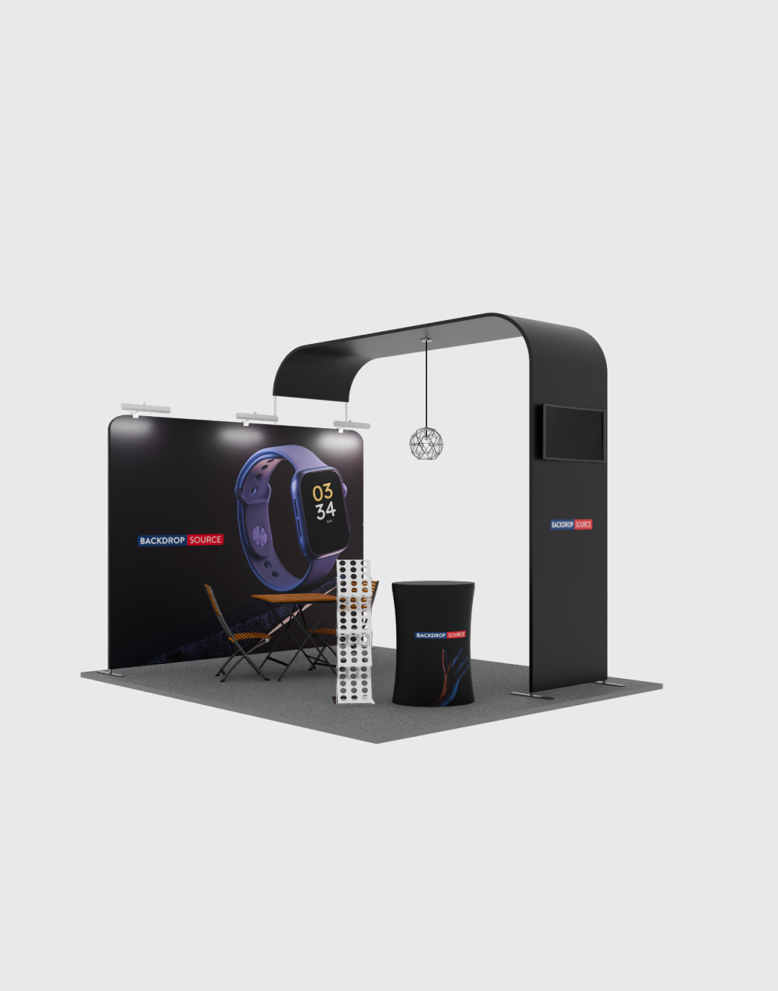 Modular L Arch TV Display Exhibition Kit for 3m Wide Booths.
