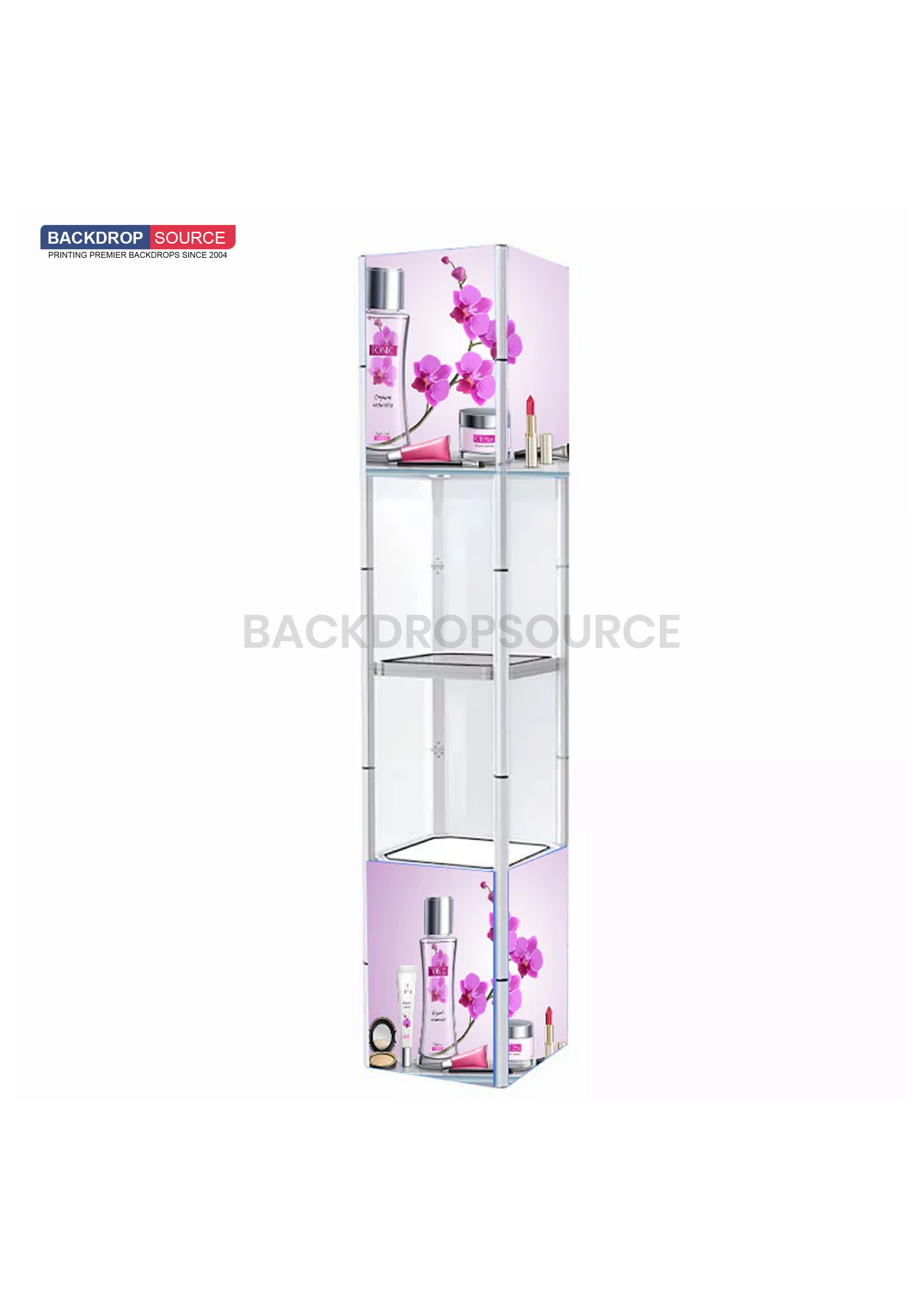 Square Portable Aluminum Spiral Tower Display - 5 Layer Shelves.