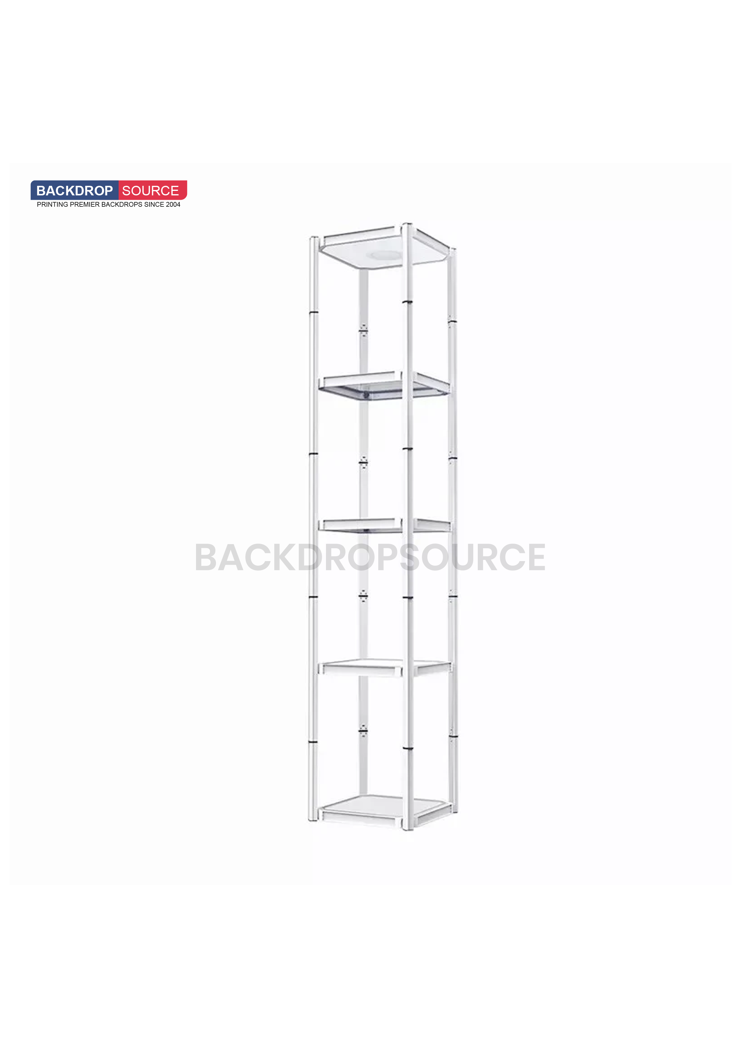 Square Portable Aluminum Spiral Tower Display - 5 Layer Shelves.
