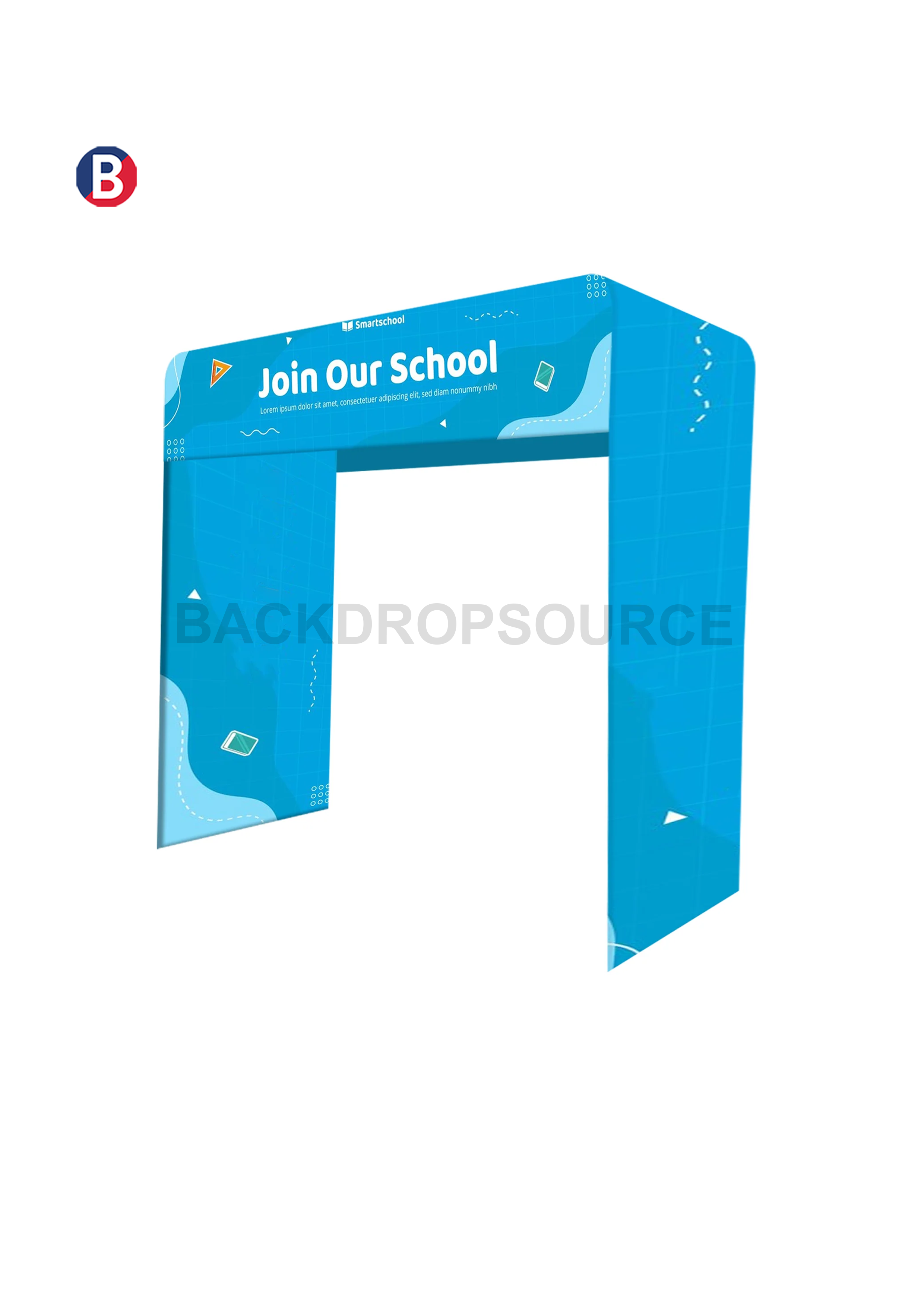 Square Shape Tension Fabric Display Arch With Header.