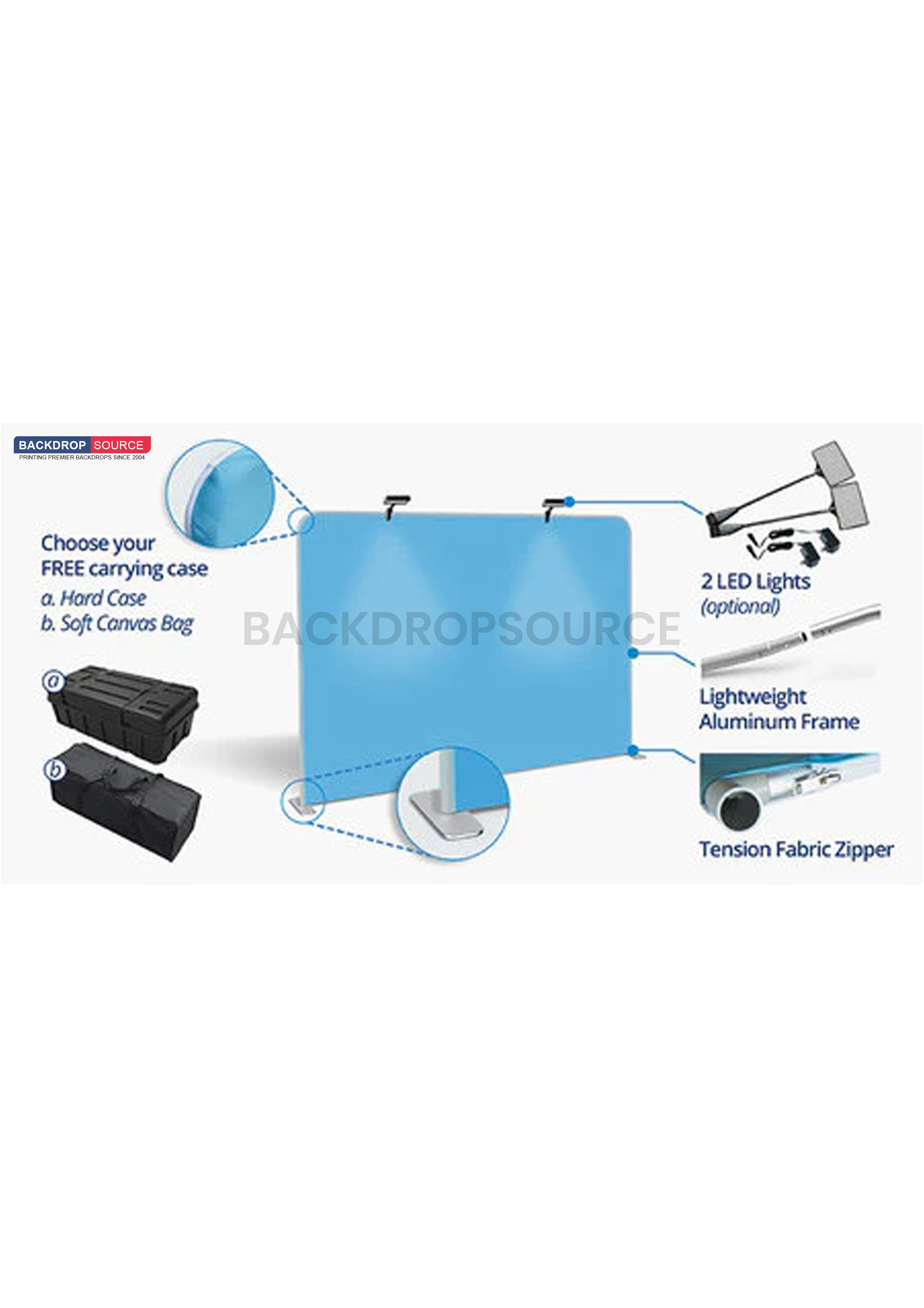 Straight Backwall Kit with Clamping Lights.