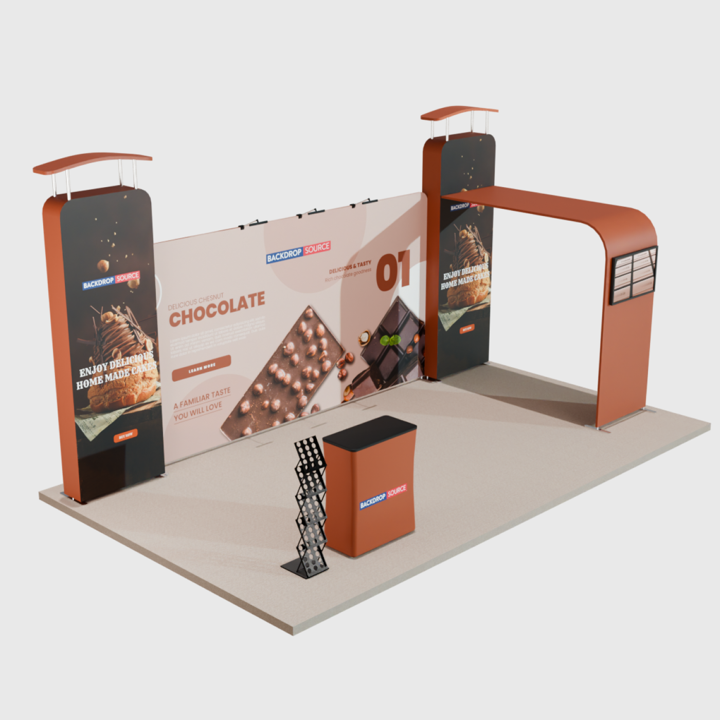 6m Straight Backdrop with 3D Wall & Arch Exhibition Kit.