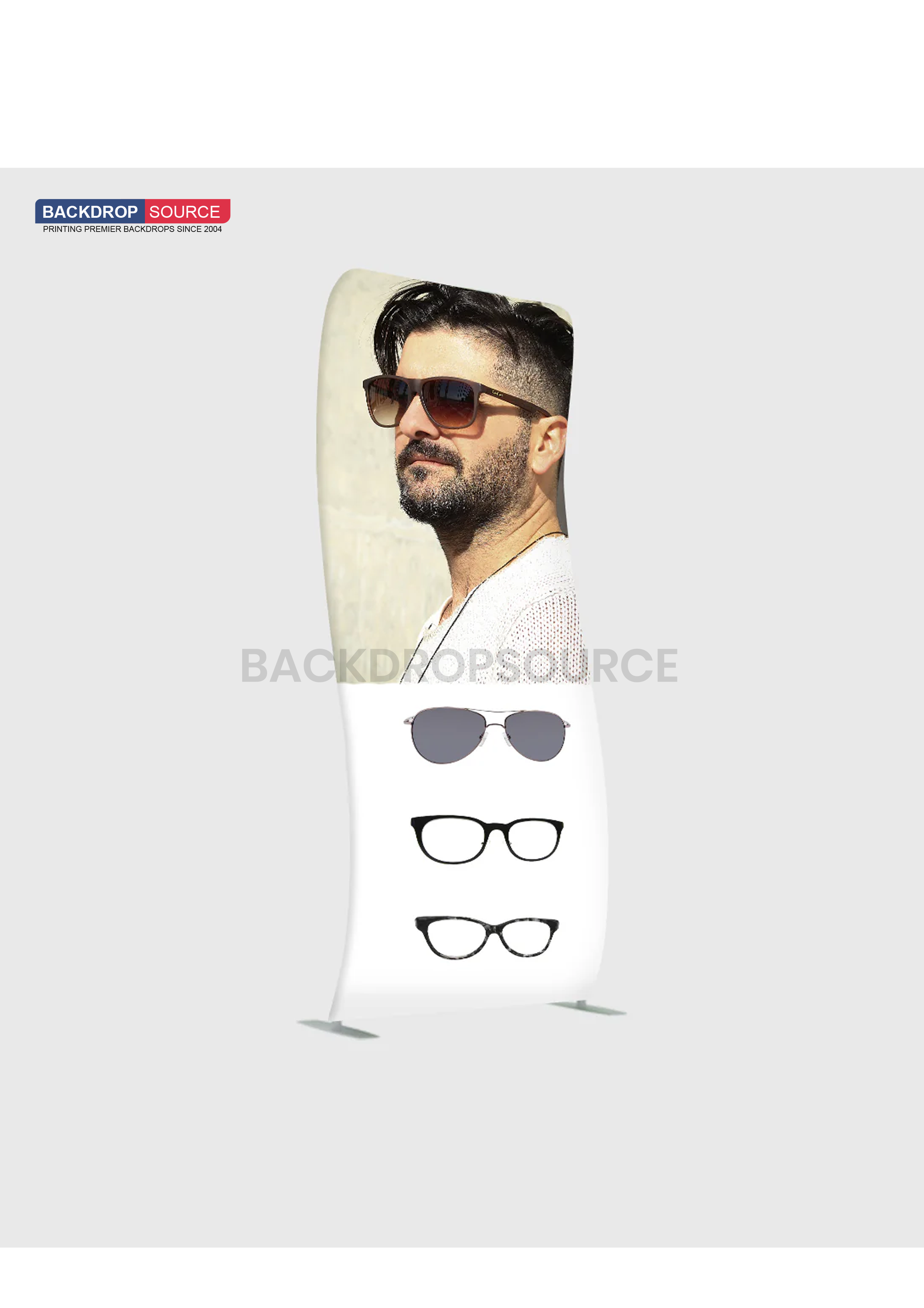 Vertical S Shape Tension Fabric Display Stands, ideal for exhibitions and trade shows, showcasing brand messages clearly.