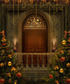 Christmas Decorated House Photo Backdrop.