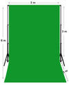 Professional green screen photo backdrop for chroma key video production and photography studio setup.