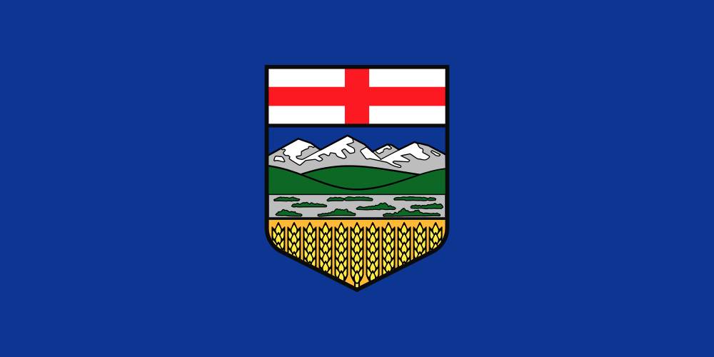 Alberta Provincial Flag in TrueKolor Wrinkle Free Fabric.