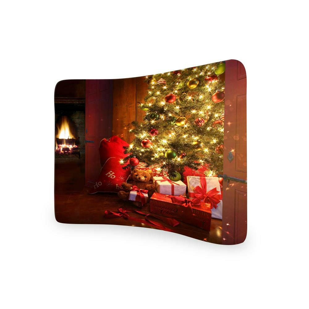 Christmas Tree CURVED TENSION FABRIC MEDIA WALL.