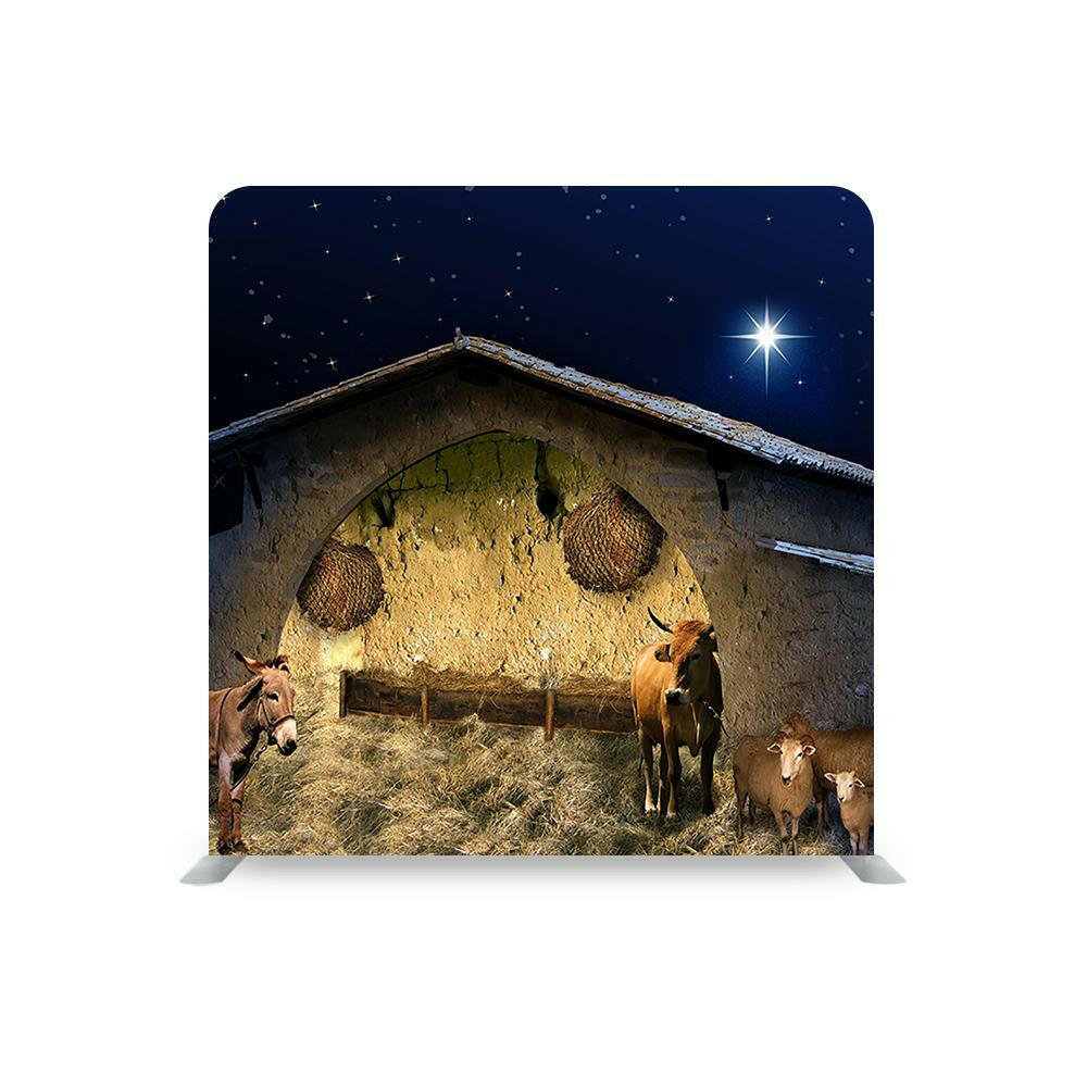 Christmas Stable STRAIGHT TENSION FABRIC MEDIA WALL.